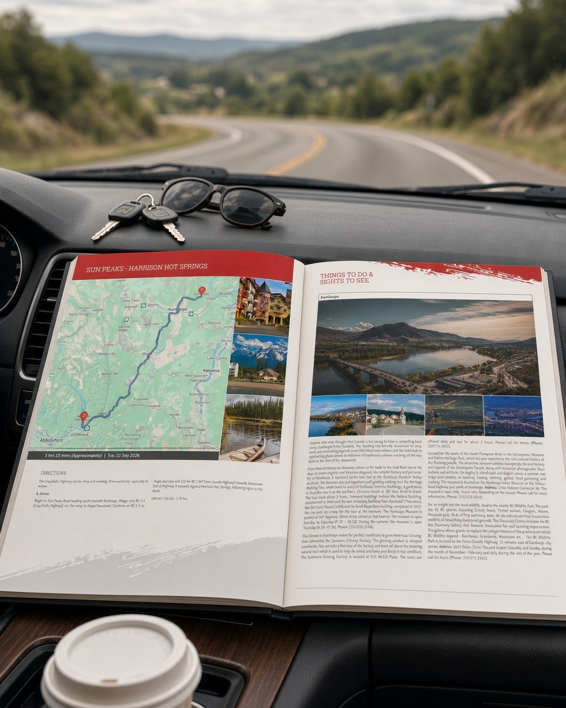 A RoadBook open on a car dashboard